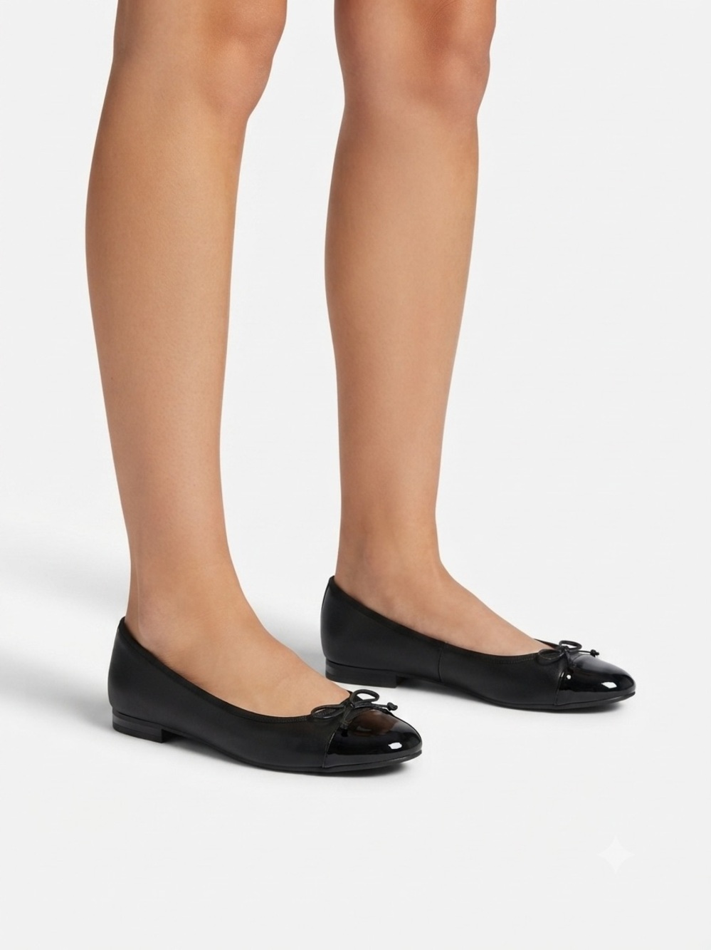 Steve Madden Glossie Black Bow Cap Toe Ballet Flats Shoes Womens Size 9 NWT